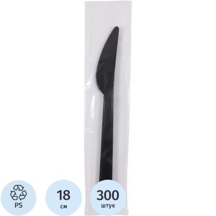 Нож одноразовый стол. ПС/преми наб 1/1 черн.в инд.уп., 300 шт/кор (Н11-007)