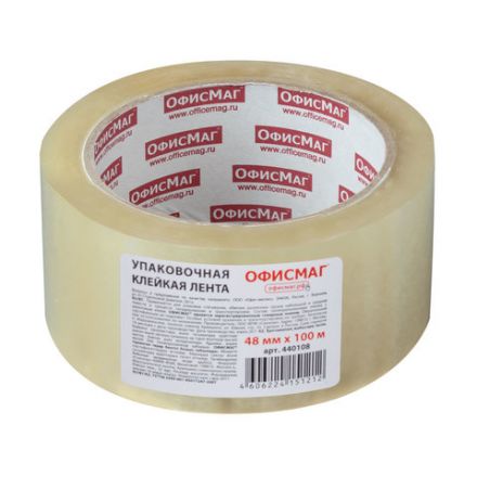 Клейкая лента упаковочная, 48 мм х 100 м, прозрачная, толщина 45 микрон, ОФИСМАГ, 440108 Клейкая лента упаковочная, 48 мм х 100 м, прозрачная, толщина 45 микрон, ОФИСМАГ, 440108
