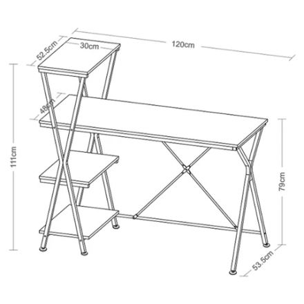 Стол на металлокаркасе BRABIX "LOFT CD-004", 1200х535х1110 мм, 3 полки, цвет дуб натуральный, 641220 Стол на металлокаркасе BRABIX "LOFT CD-004", 1200х535х1110 мм, 3 полки, цвет дуб натуральный, 641220