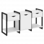 Loft Тумба на регулируемых опорах наборная. Вариант №6 VR.L-TN-6.O Белый бриллиант/Чёрный металл 1440*460*719