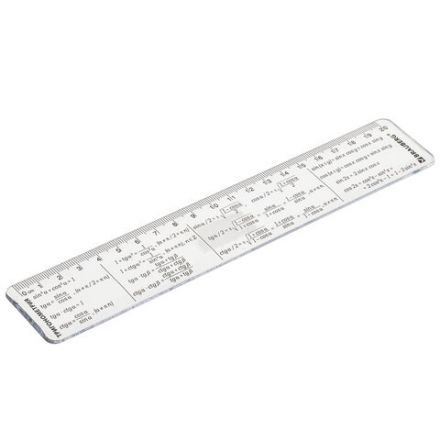 Линейка пластиковая 20 см BRAUBERG, справочная, тригонометрия, 210898