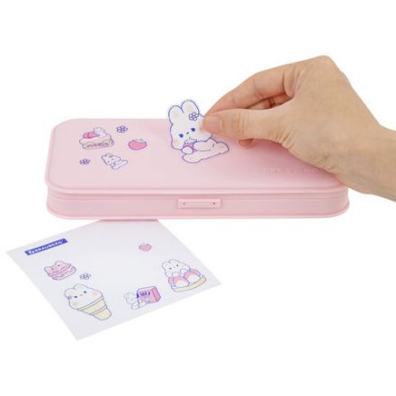 Пенал пластиковый BRAUBERG, пастельный розовый, С НАКЛЕЙКАМИ, 21х9х3 см, 272271