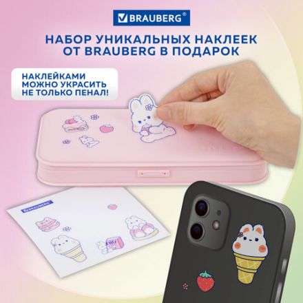 Пенал пластиковый BRAUBERG, пастельный розовый, С НАКЛЕЙКАМИ, 21х9х3 см, 272271 Пенал пластиковый BRAUBERG, пастельный розовый, С НАКЛЕЙКАМИ, 21х9х3 см, 272271