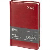 Ежедневник датированный 2026 Attache А5, 168л, 138x213мм, под кожу бордовый