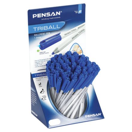 Ручка шариковая масляная PENSAN "Triball", СИНЯЯ, ДИСПЛЕЙ, трехгранная, узел 1 мм, линия письма 0,5 мм, 1003/S60 Ручка шариковая масляная PENSAN "Triball", СИНЯЯ, ДИСПЛЕЙ, трехгранная, узел 1 мм, линия письма 0,5 мм, 1003/S60