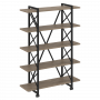 Loft Стеллаж на колесных опорах-5 полок VR.L-MST.K-5.8V Тиквуд тёмный/Чёрный металл 1200*400*1704