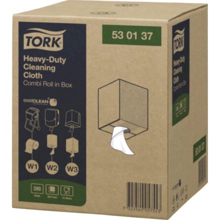 Материал протирочный нетканый Tork W1/W2/W3 280лx1рул/кор, белый 530137