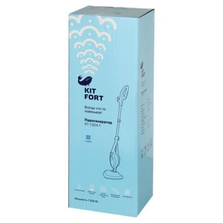 Паровая швабра KITFORT KT-1004-1, 1500 Вт, 1 бар, объем 0,35 л, голубая Паровая швабра KITFORT KT-1004-1, 1500 Вт, 1 бар, объем 0,35 л, голубая