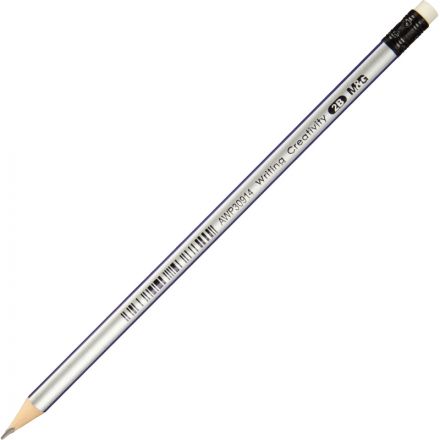 Карандаш чернографитный M&G, 2B, трехгранный, дерево, ластик, ассорти