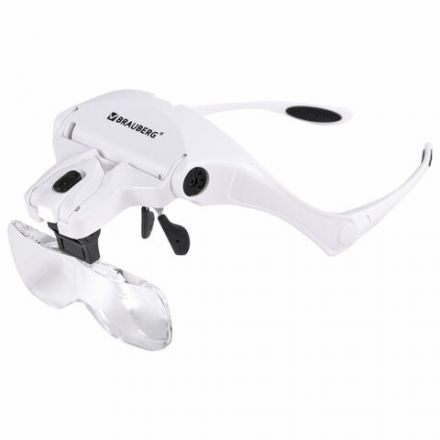 Лупа налобная с LED-ПОДСВЕТКОЙ, 5 сменных линз 95х33 мм, увеличение 1,0 - 3,5, BRAUBERG, 455929 Лупа налобная с LED-ПОДСВЕТКОЙ, 5 сменных линз 95х33 мм, увеличение 1,0 - 3,5, BRAUBERG, 455929