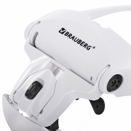 Лупа налобная с LED-ПОДСВЕТКОЙ, 5 сменных линз 95х33 мм, увеличение 1,0 - 3,5, BRAUBERG, 455929 Лупа налобная с LED-ПОДСВЕТКОЙ, 5 сменных линз 95х33 мм, увеличение 1,0 - 3,5, BRAUBERG, 455929