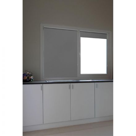 Рулонная штора ARX_ Блэкаут Шалюр Серебристый 040x160 Мини