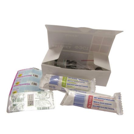 Аптечка первой помощи индивидуальная ФЭСТ, футляр полистирол, № 6, 1077 Аптечка первой помощи индивидуальная ФЭСТ, футляр полистирол, № 6, 1077