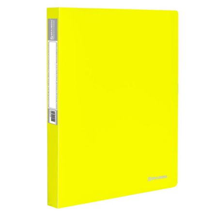 Папка на 2 кольцах BRAUBERG "Neon", 25 мм, внутренний карман, неоновая, желтая, до 170 листов, 0,7 мм, 227457 Папка на 2 кольцах BRAUBERG "Neon", 25 мм, внутренний карман, неоновая, желтая, до 170 листов, 0,7 мм, 227457