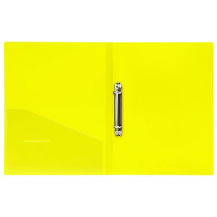 Папка на 2 кольцах BRAUBERG "Neon", 25 мм, внутренний карман, неоновая, желтая, до 170 листов, 0,7 мм, 227457 Папка на 2 кольцах BRAUBERG "Neon", 25 мм, внутренний карман, неоновая, желтая, до 170 листов, 0,7 мм, 227457