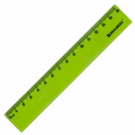 Линейка пластиковая 15 см, BRAUBERG "NEON", ассорти, пакет, 210750