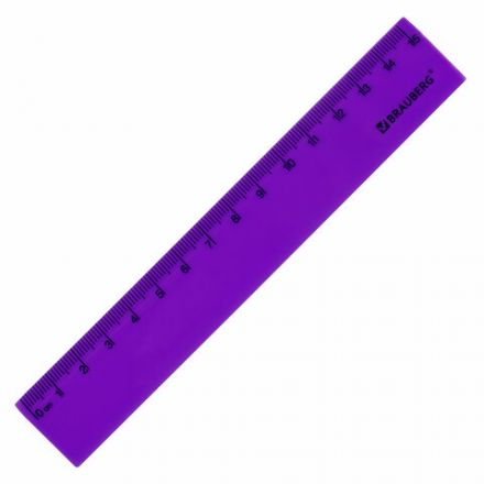 Линейка пластиковая 15 см, BRAUBERG "NEON", ассорти, пакет, 210750