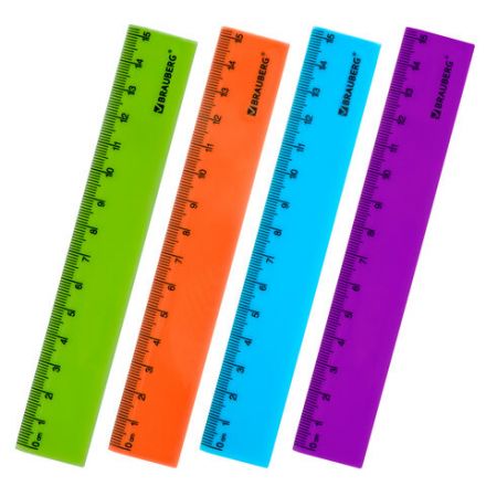 Линейка пластиковая 15 см, BRAUBERG "NEON", ассорти, пакет, 210750 Линейка пластиковая 15 см, BRAUBERG "NEON", ассорти, пакет, 210750