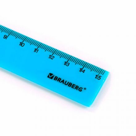Линейка пластиковая 15 см, BRAUBERG "NEON", ассорти, пакет, 210750 Линейка пластиковая 15 см, BRAUBERG "NEON", ассорти, пакет, 210750