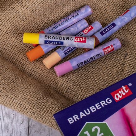 Пастель масляная художественная BRAUBERG ART CLASSIC, УТОЛЩЕННАЯ, 12 цветов, круглое сечение, 181450 Пастель масляная художественная BRAUBERG ART CLASSIC, УТОЛЩЕННАЯ, 12 цветов, круглое сечение, 181450