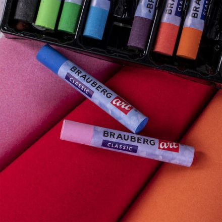 Пастель масляная художественная BRAUBERG ART CLASSIC, УТОЛЩЕННАЯ, 12 цветов, круглое сечение, 181450 Пастель масляная художественная BRAUBERG ART CLASSIC, УТОЛЩЕННАЯ, 12 цветов, круглое сечение, 181450