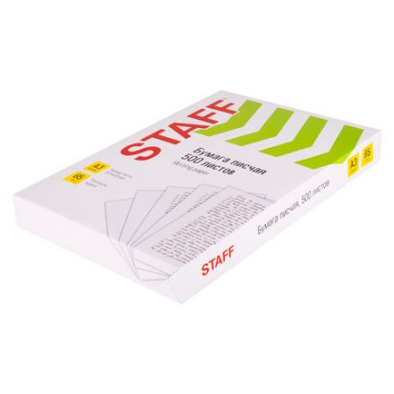 Бумага писчая БОЛЬШОГО ФОРМАТА А3, 65 г/м2, 500 л., Россия, белизна 92% (ISO), STAFF, 114213 Бумага писчая БОЛЬШОГО ФОРМАТА А3, 65 г/м2, 500 л., Россия, белизна 92% (ISO), STAFF, 114213