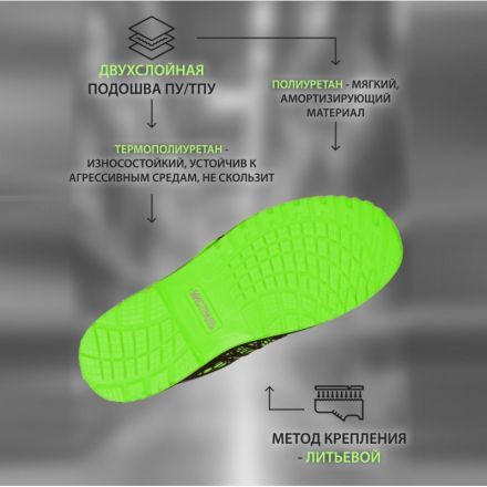 Полуботинки (кроссовки) МИСТРАЛЬ -НЕОН ПУ ТПУ с ПКП АС (лайм) PT2-C-L р.44 Полуботинки (кроссовки) МИСТРАЛЬ -НЕОН ПУ ТПУ с ПКП АС (лайм) PT2-C-L р.44