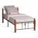 Кровать AT-915 дерево гевея/металл, 90х200см, односпальная кровать, красный дуб/черный