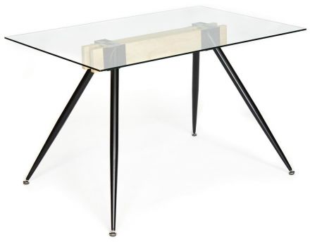 Стол FRONDO ( mod. DT1356), металл/стекло/дерево, 120*80*76 см, прозрачный/натуральный/черный
