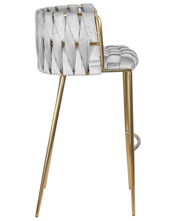 Стул барный DOBRIN EMMA GOLD, светло-серый велюр (135-37) Стул барный DOBRIN EMMA GOLD, светло-серый велюр (135-37)