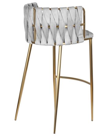 Стул барный DOBRIN EMMA GOLD, светло-серый велюр (135-37) Стул барный DOBRIN EMMA GOLD, светло-серый велюр (135-37)