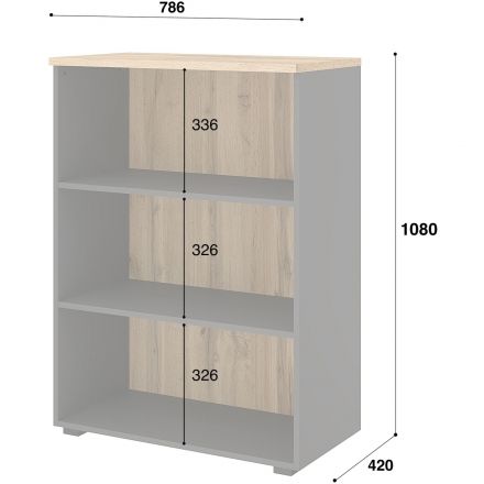 Стеллаж для документов низкий К-Loft 241H011 выс 1080 дуб натур./графит