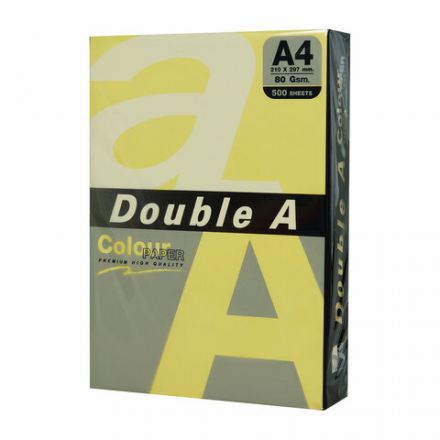 Бумага цветная DOUBLE A, А4, 80 г/м2, 500 л., пастель, желтая Бумага цветная DOUBLE A, А4, 80 г/м2, 500 л., пастель, желтая