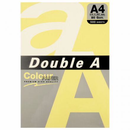 Бумага цветная DOUBLE A, А4, 80 г/м2, 500 л., пастель, желтая Бумага цветная DOUBLE A, А4, 80 г/м2, 500 л., пастель, желтая