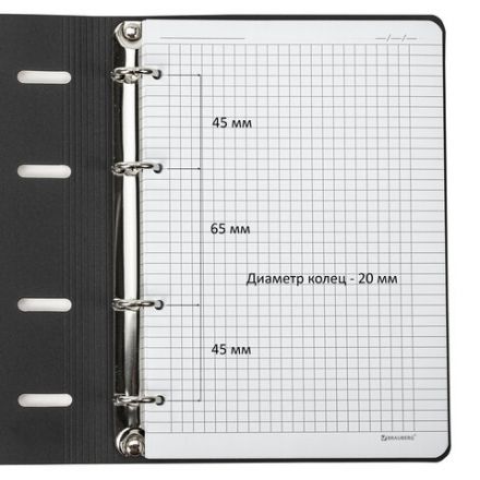 Тетрадь на кольцах А5 (180х220 мм), 80 листов, под кожу, клетка, BRAUBERG VISTA, Ultraviolet, 112120