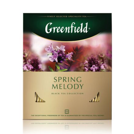 Чай GREENFIELD "Spring Melody" черный с чабрецом, мятой, смородиной, 100 пакетиков в конвертах по 1,5 г, 1065-09 Чай GREENFIELD "Spring Melody" черный с чабрецом, мятой, смородиной, 100 пакетиков в конвертах по 1,5 г, 1065-09