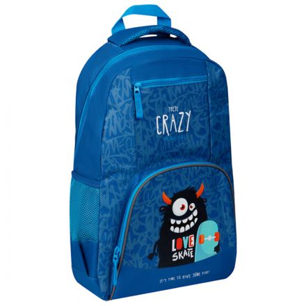 Рюкзак ArtSpace School "Crazy", 44*31*16см, 1 отделение, 4 кармана, уплотненная спинка Рюкзак ArtSpace School "Crazy", 44*31*16см, 1 отделение, 4 кармана, уплотненная спинка
