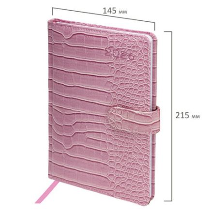 Еженедельник датированный 2026 А5 145х215 мм, BRAUBERG "Party", под кожу, коралловый, 117178