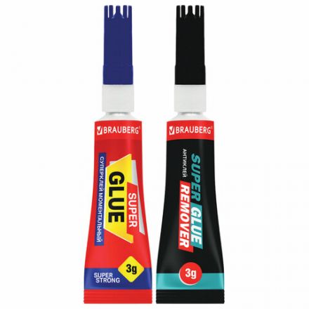 Клей моментальный Суперклей 5 шт. по 3 г + "Антиклей" в подарок, BRAUBERG EXTRA, 608107 Клей моментальный Суперклей 5 шт. по 3 г + "Антиклей" в подарок, BRAUBERG EXTRA, 608107