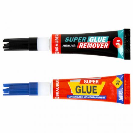 Клей моментальный Суперклей 5 шт. по 3 г + "Антиклей" в подарок, BRAUBERG EXTRA, 608107 Клей моментальный Суперклей 5 шт. по 3 г + "Антиклей" в подарок, BRAUBERG EXTRA, 608107