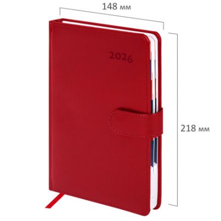 Ежедневник датированный 2026 А5 148х218 мм, GALANT "Ritter", под кожу, красный, 117489 Ежедневник датированный 2026 А5 148х218 мм, GALANT "Ritter", под кожу, красный, 117489