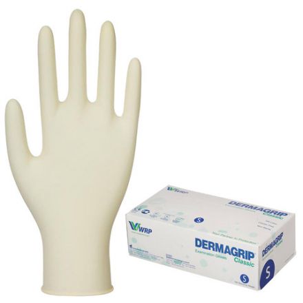 Перчатки латексные смотровые, 50 пар (100 штук), размер 6-7, S (малый), DERMAGRIP Classic, D1501-10 Перчатки латексные смотровые, 50 пар (100 штук), размер 6-7, S (малый), DERMAGRIP Classic, D1501-10