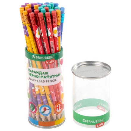 Карандаш чернографитный с принтом BRAUBERG KIDS "FOOD", 1 шт., HB, с ластиком, корпус ассорти, 182018 Карандаш чернографитный с принтом BRAUBERG KIDS "FOOD", 1 шт., HB, с ластиком, корпус ассорти, 182018
