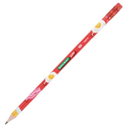 Карандаш чернографитный с принтом BRAUBERG KIDS "FOOD", 1 шт., HB, с ластиком, корпус ассорти, 182018 Карандаш чернографитный с принтом BRAUBERG KIDS "FOOD", 1 шт., HB, с ластиком, корпус ассорти, 182018