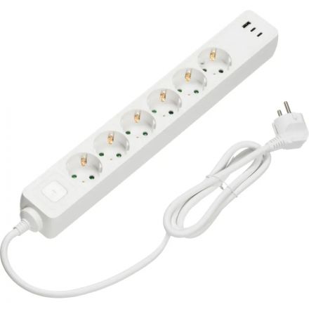 Сетевой фильтр BigTech CD6-1,4WU (6р/1,4м/USB-C/USB-A/16А/3680Вт белый)