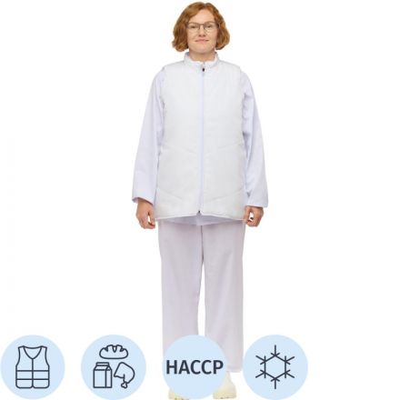 Жилет для пищевого производства у17-ЖЛ ун.(внеш)ХАССП белый (52-54)158-164