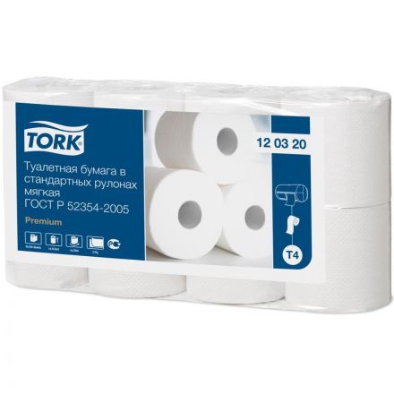 Бумага туалетная Tork T4 2-слойная белая 120320 (8 рулонов в упаковке)