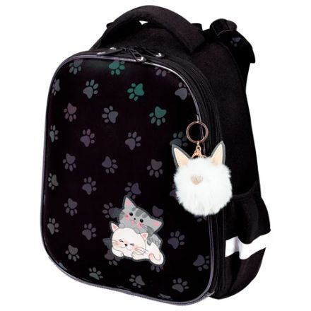 Ранец BRAUBERG LUMINOUS, 2 отделения, с брелоком, "Paws", СВЕТЯЩИЙСЯ РИСУНОК, 38х29х16 см, 271366