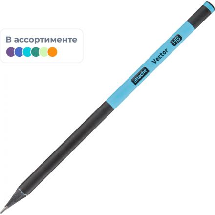 Карандаш чернографитный Attache Vector HB б/ласт трехгр черн. дерев в асс Карандаш чернографитный Attache Vector HB б/ласт трехгр черн. дерев в асс