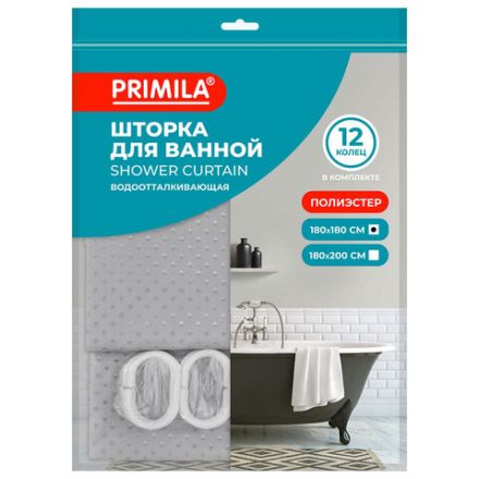 Шторка для ванной ПОЛИЭСТЕР, 180х180 см, кольца в комплекте, СЕРЫЙ БРИЛЛИАНТ, PRIMILA (ПРИМИЛА), 700088 Шторка для ванной ПОЛИЭСТЕР, 180х180 см, кольца в комплекте, СЕРЫЙ БРИЛЛИАНТ, PRIMILA (ПРИМИЛА), 700088